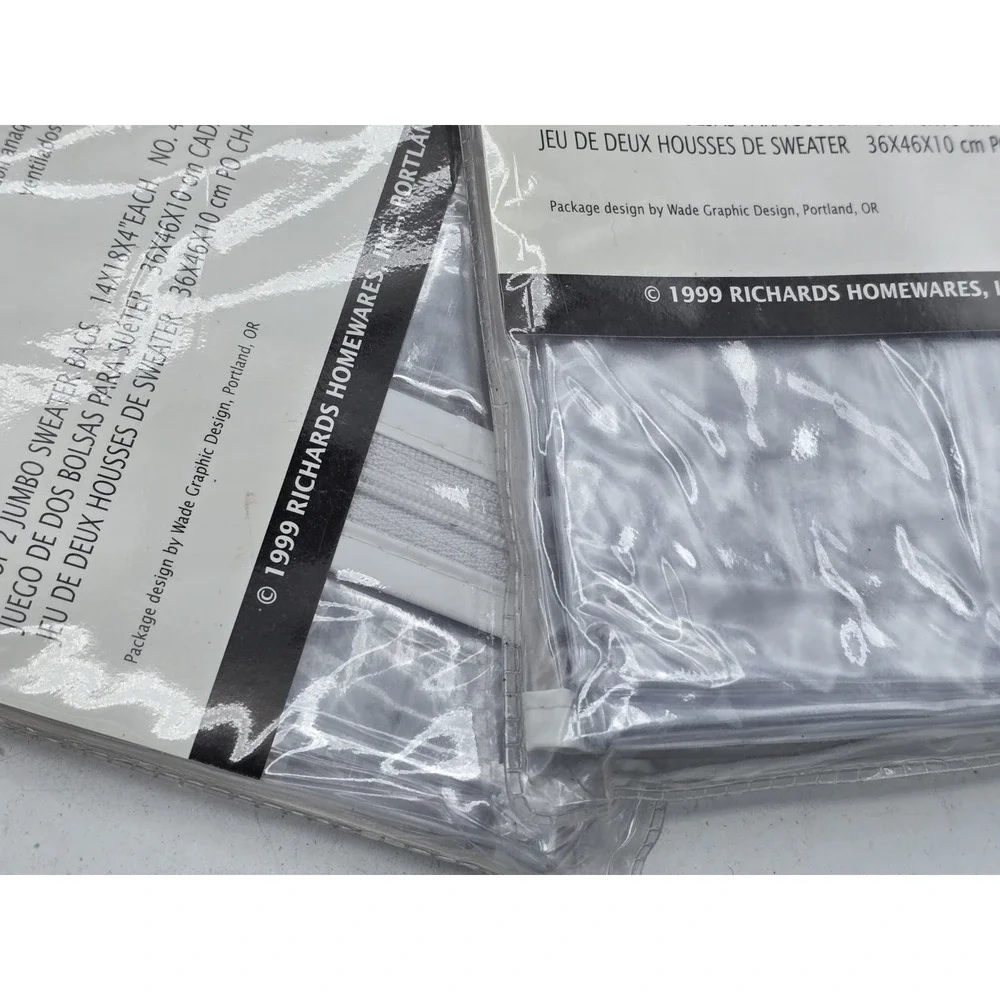4 Bags - Multi Sweater Garment Storage Vinyl Cover Ups by Richards 14x18x4 NEW